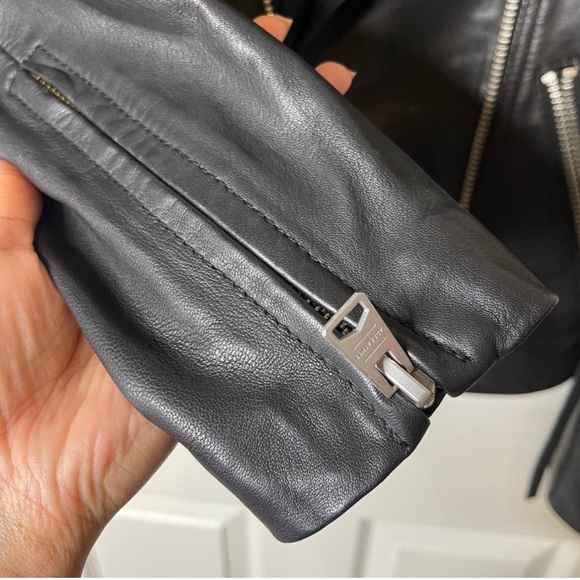 NWOT ALL SAINTS THE DALDY BLACK BIKER LEATHER JACKET SIZE O - Picture 15 of 16